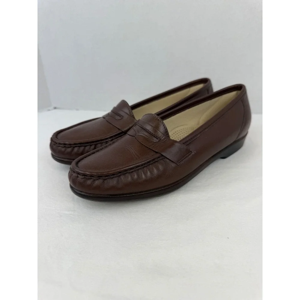 SAS Womens Penny Loafers Brown Leather Tripad Comfort Shoes 8.5 M‎ Made in USA